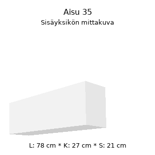 Mitsubishi Heavy Aisu 35 sisäyksikön mitat