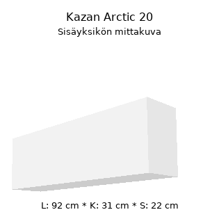 Mitsubishi Heavy Kazan Arctic 20 sisäyksikön mitat